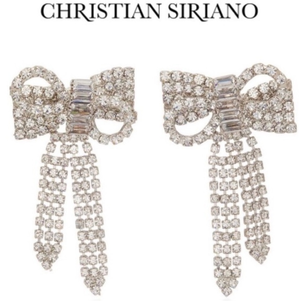 Christian Siriano statement bow crystal behr drop earrings NWT - Picture 8 of 8